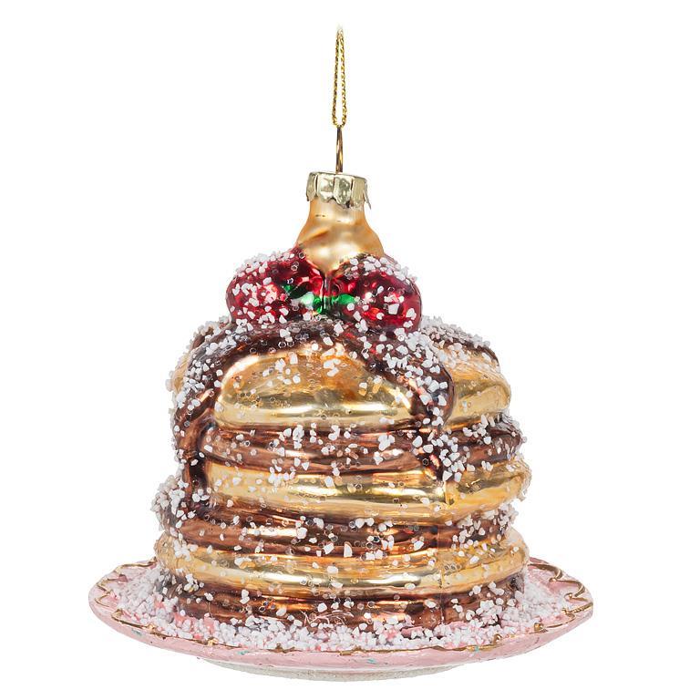 Ornement de Noël en verre soufflé crêpes dessert cute décoration hiver tendance Abbott