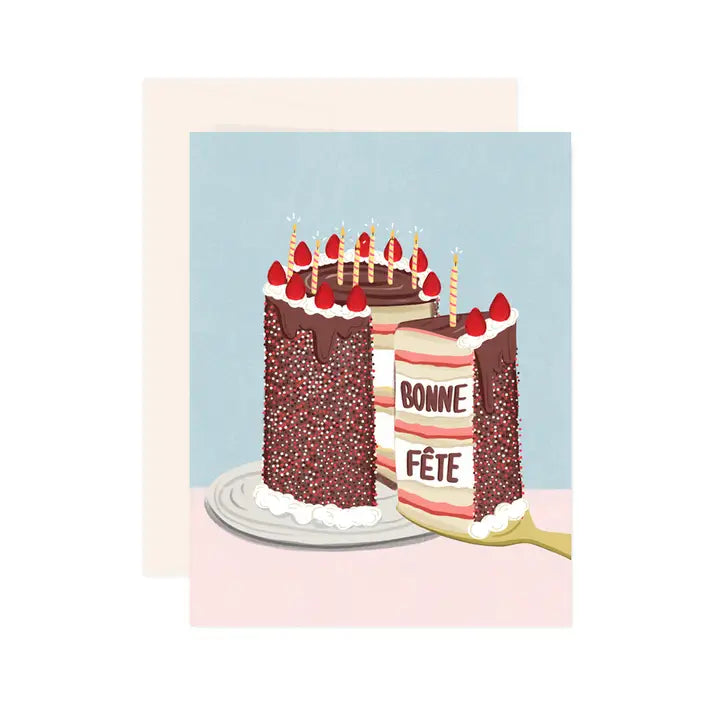 Carte de souhait gâteau chocolat anniversaire bonne fête 