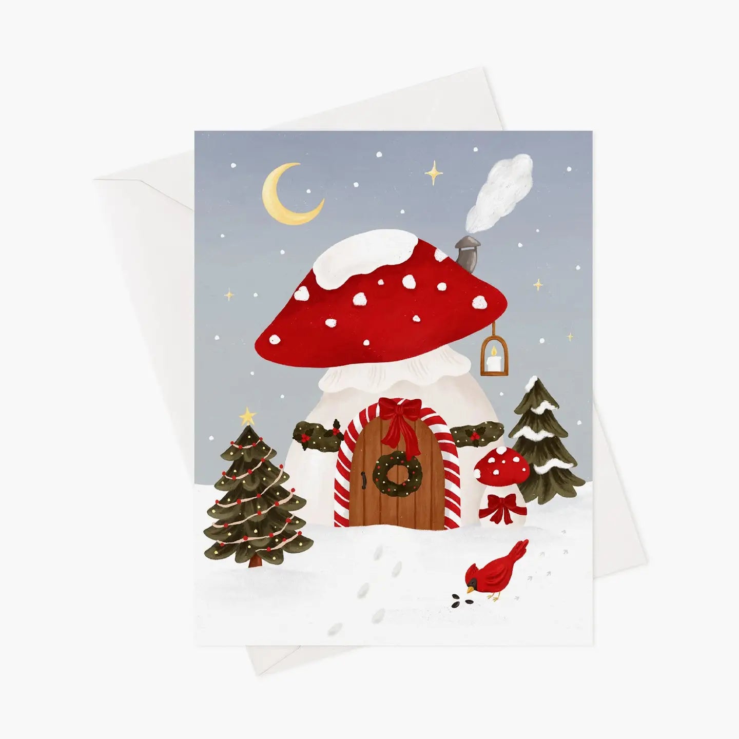 Carte, Noël, maison champignon, Québec, Canada, Marie-Lise illustration, célébration 