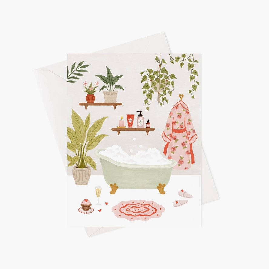 Carte de souhaits Marie-Lise Québec Moment self-Care attention personnelle bain moussant