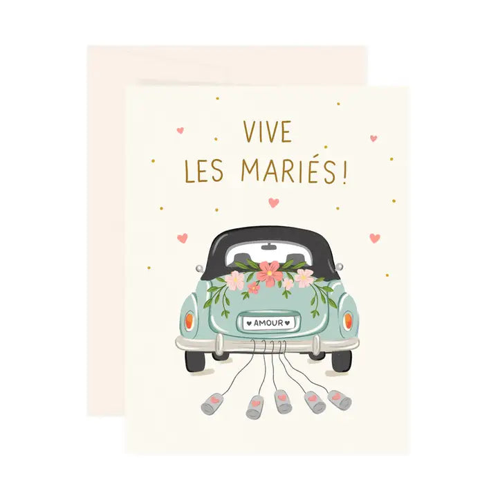 Carte souhait voiture marié amour célébration Paige & Willow 