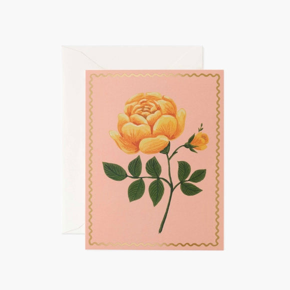 Carte souhait fleur rose jaune Rifle Paper co.