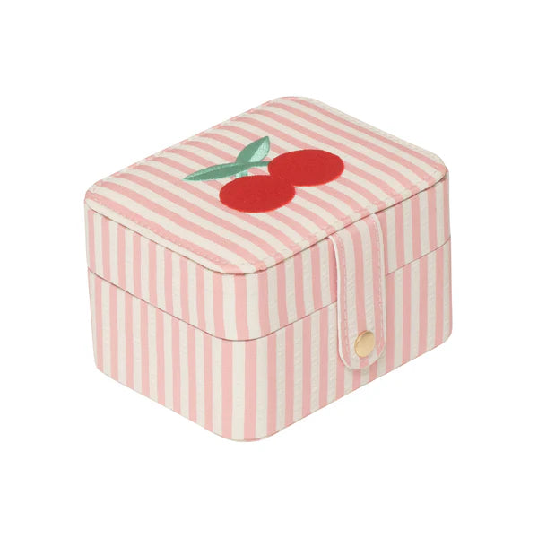 Boîte à bijoux Cerise Rockahula Kids rose blanc rouge rayures cute tendance voyage rayé mode rangement pratique 