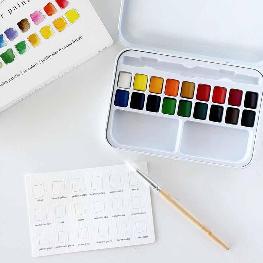 Boitier 18 couleurs - Peinture aquarelle | Emily Lex Studio