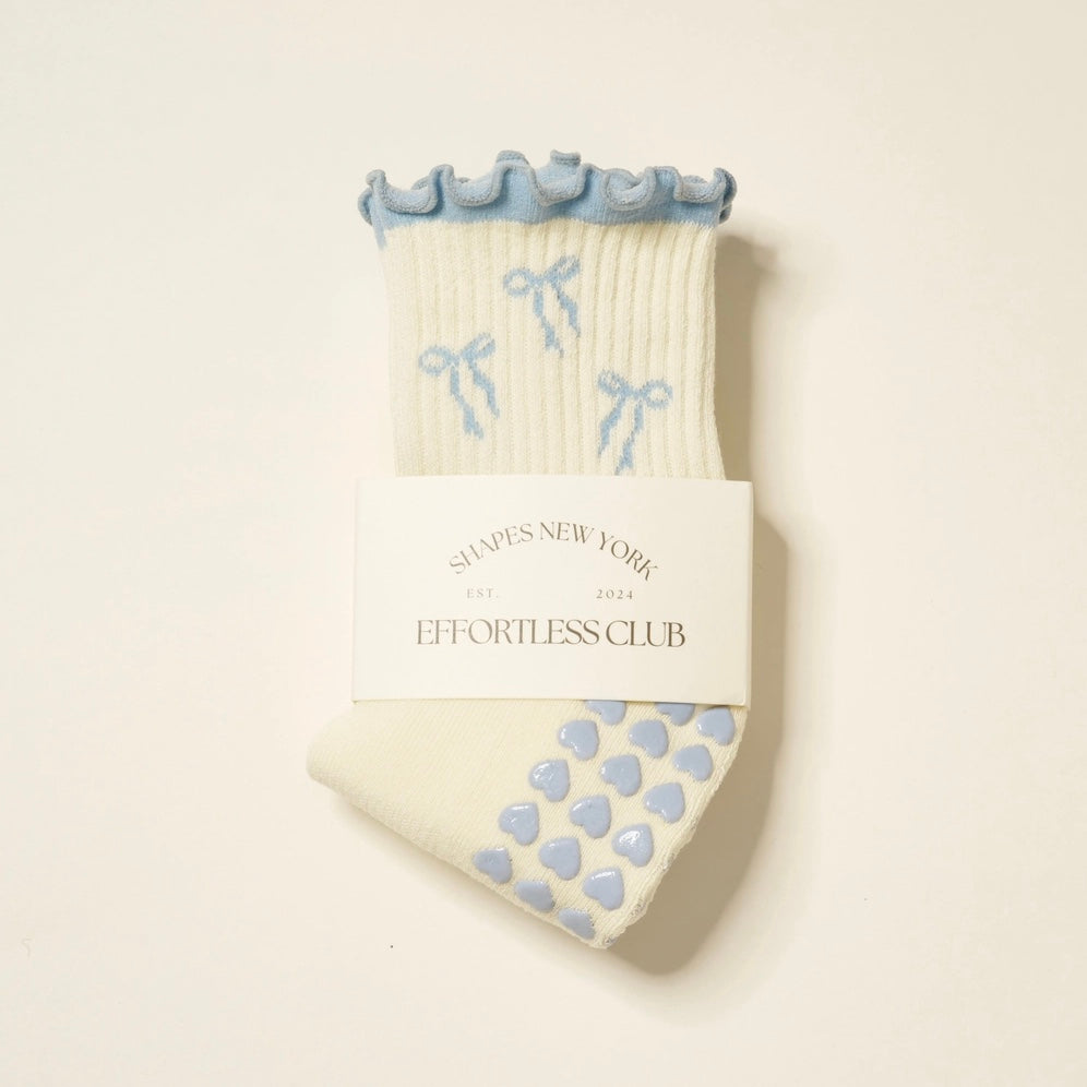 Chaussettes antidérapantes Noeuds Bleus Effortless Club Shapes New York cute tendance mode bows pilates