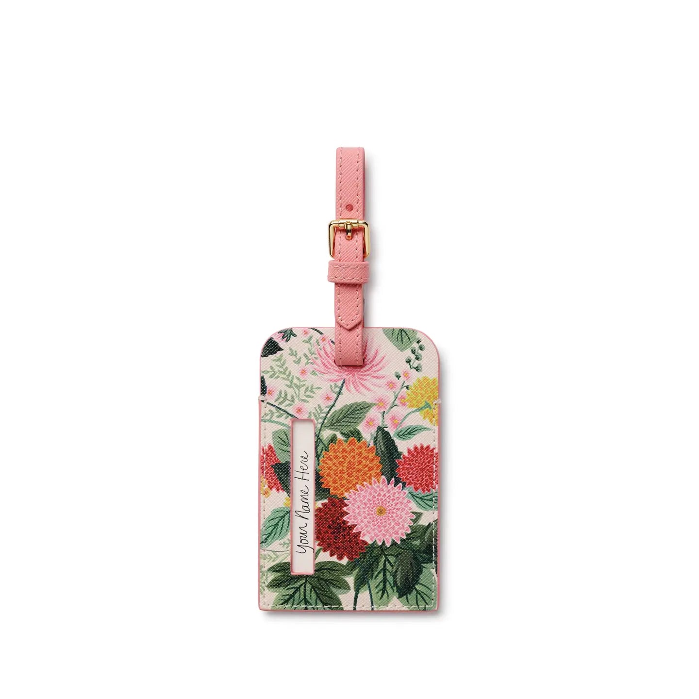 Étiquette bagage Motif Dahlia Rifle Paper Co. Voyage pratique ute tendance blanc fleurs pastels