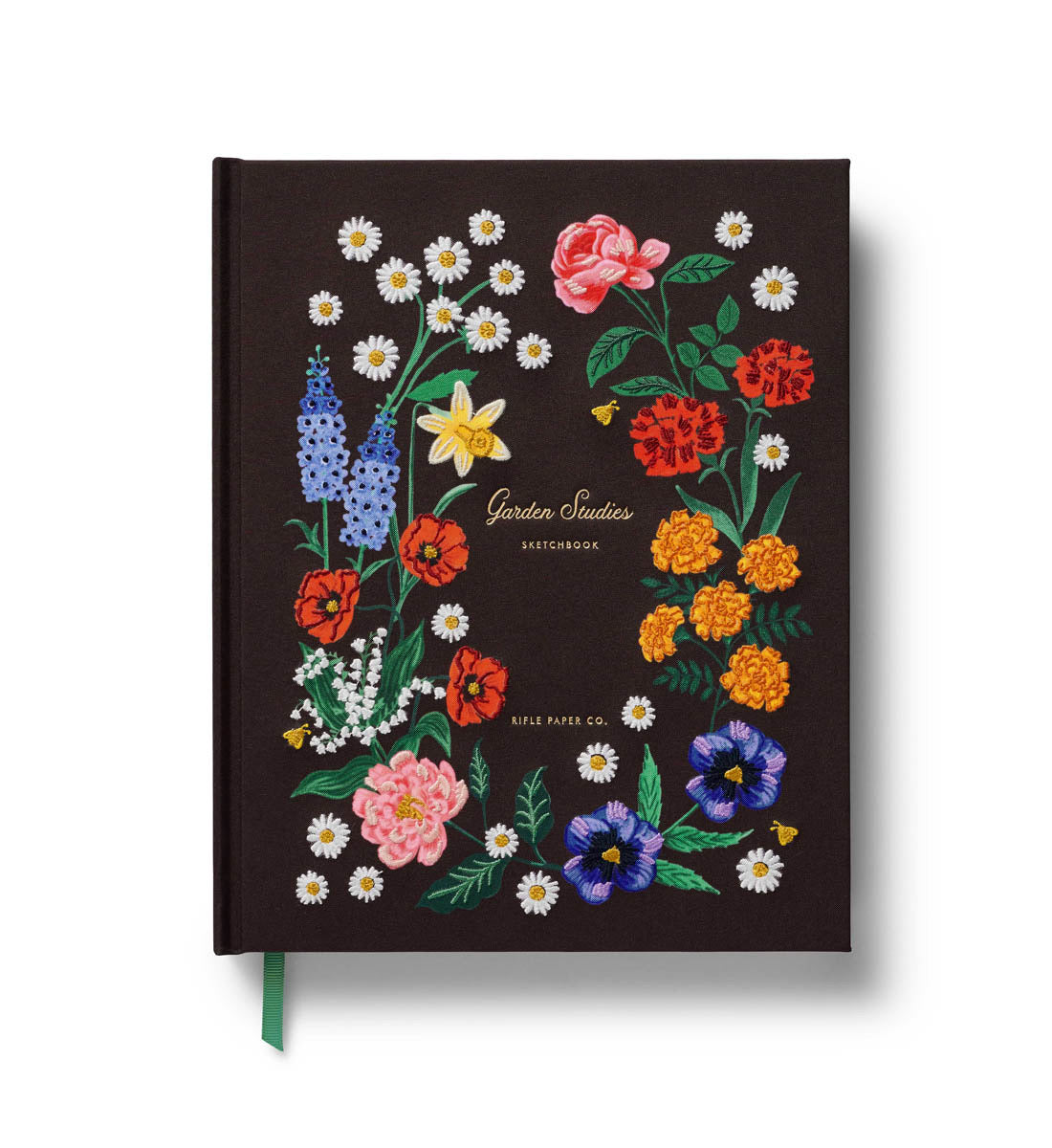 Cahier d’esquisses brodé Motif Garden Study Rifle Paper Co. Brun fleuri coloré cute tendance 