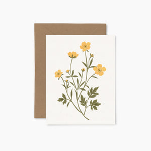 Carte de souhait fleurs bouton d’or de papier fleuris 