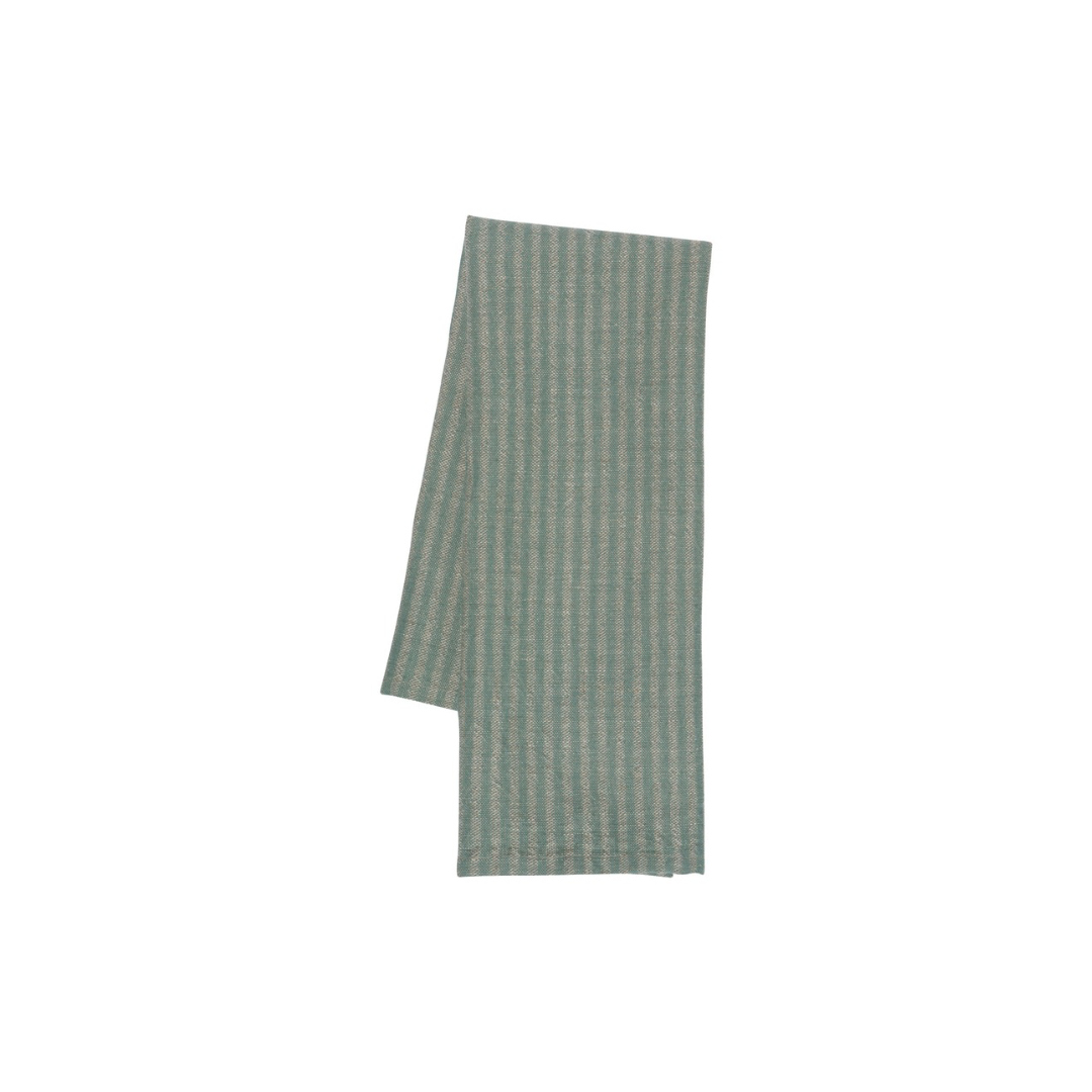Linge main cuisine coton lin rayures vert Danica 