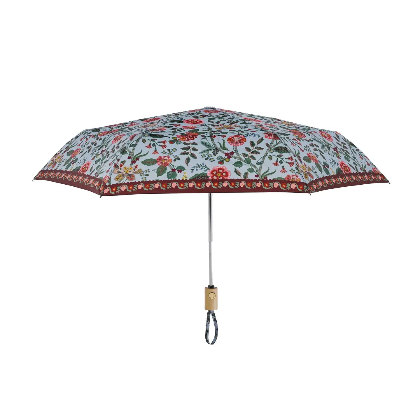 Parapluie pliable Motif Gracie Rifle Paper Co. Bleu rouge rose pratique tendance cute polyester fleuri plantes colorées 