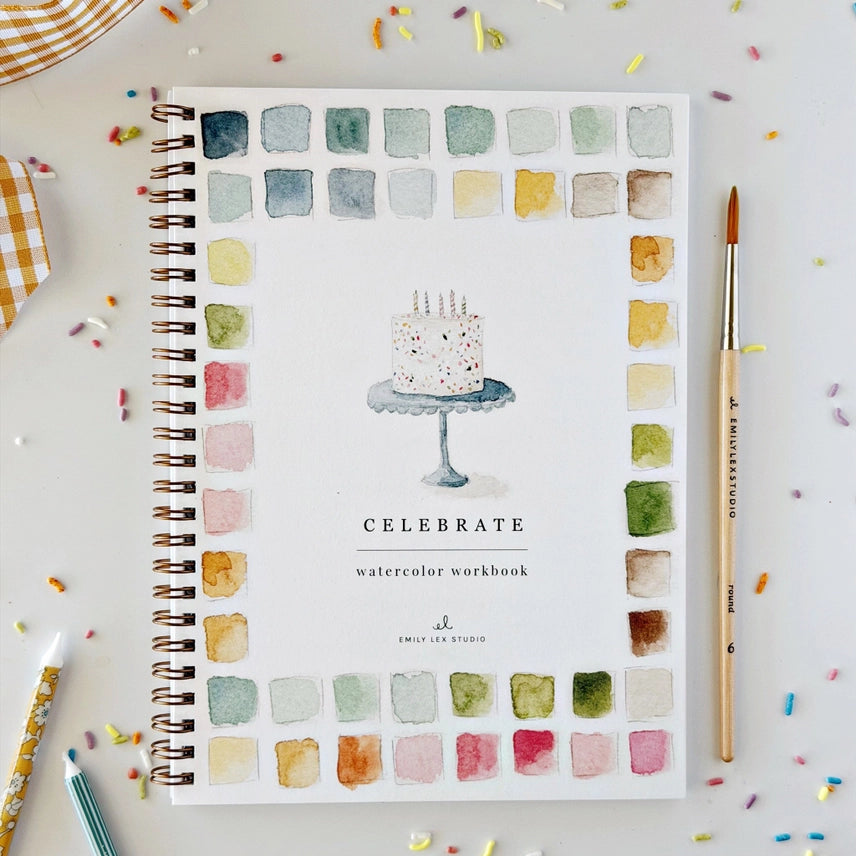 Cahier d'aquarelle Anniversaire Emily Lex Studio couleurs célébration art dessin peinture créativité 