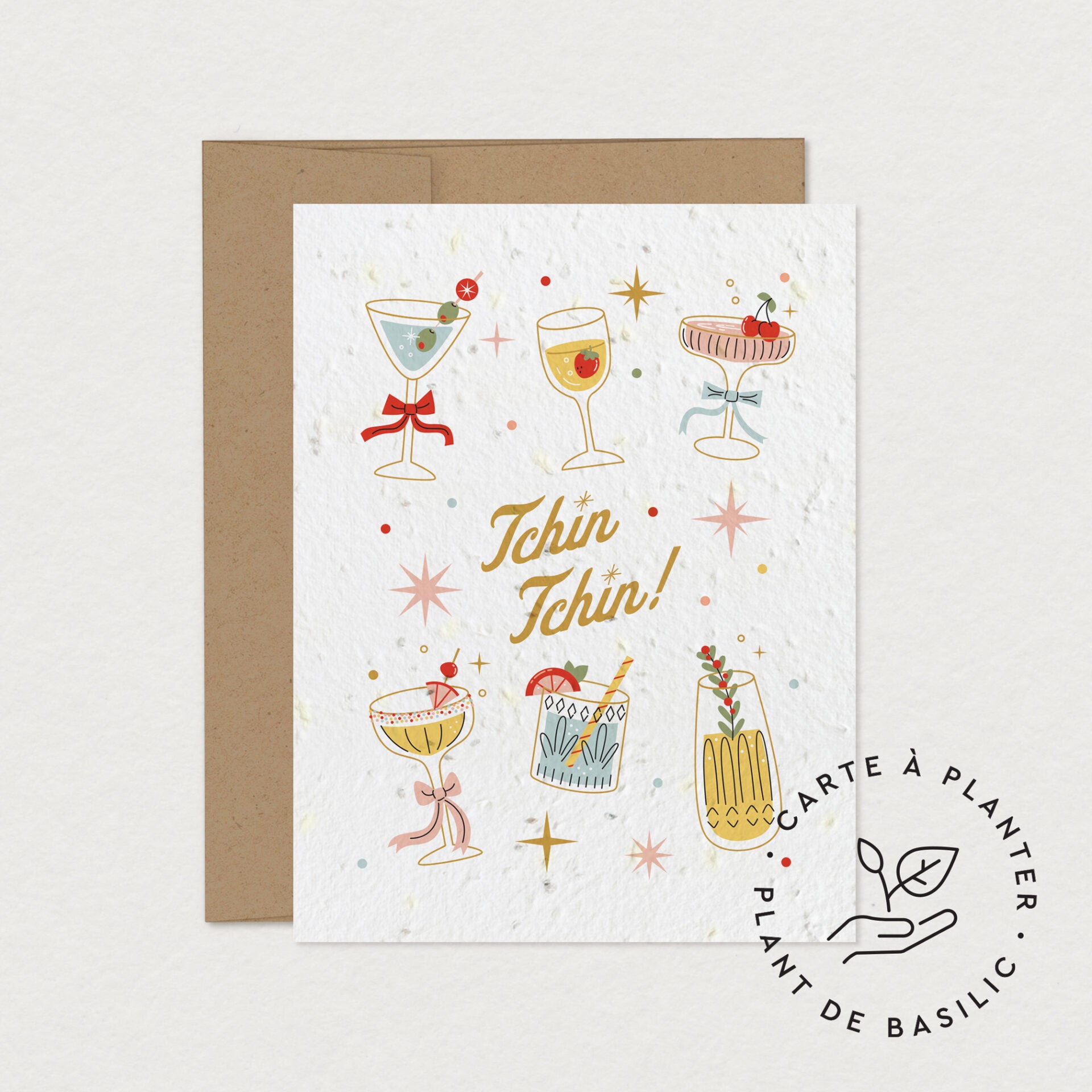 Carte de vœux ensemencée basilic Québec célébration cocktail 