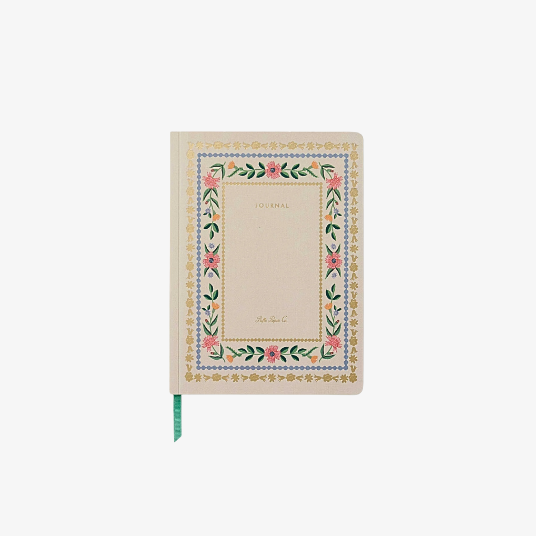 Journal couverture souple fleur Aster rifle Paper crème doré papeterie 
