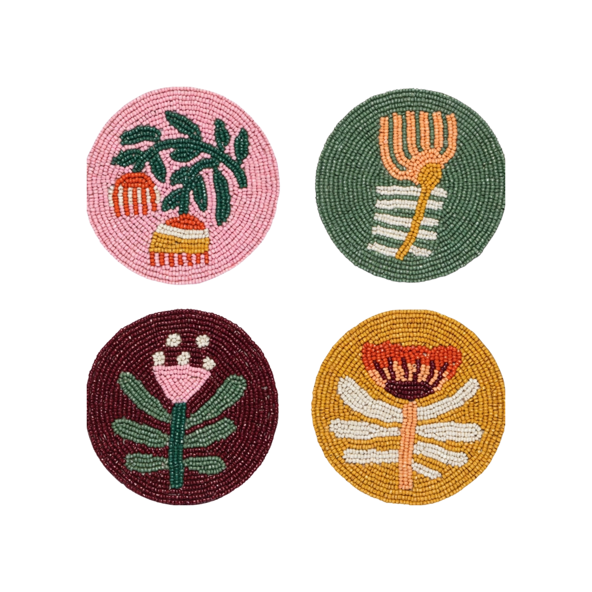 Ensemble de 4 sous-verres floraux Venus Danica multicolore pratique tendance