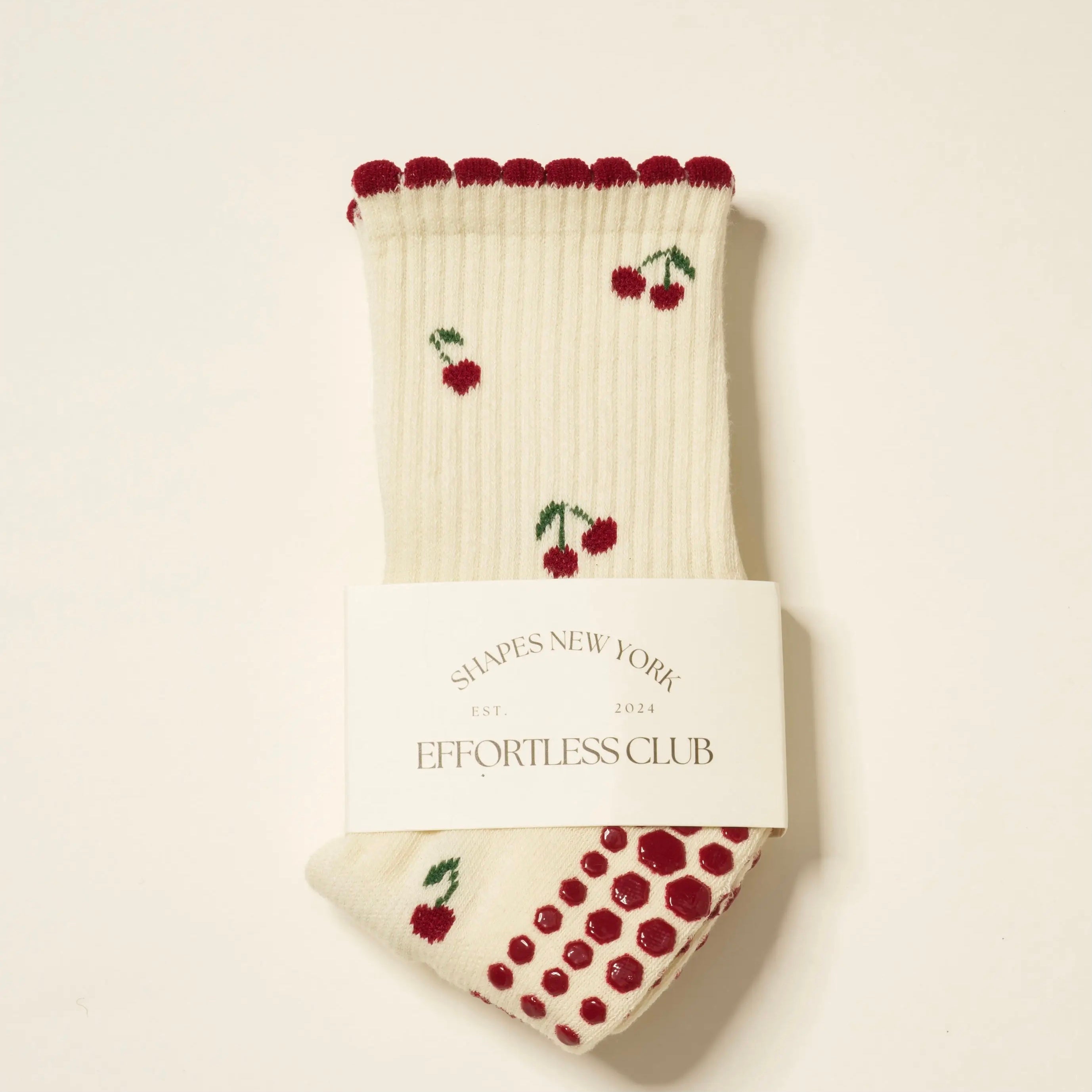 Chaussettes antidérapantes Cerises Effortless Club rouge Shapes New York mode tendance cute pilates