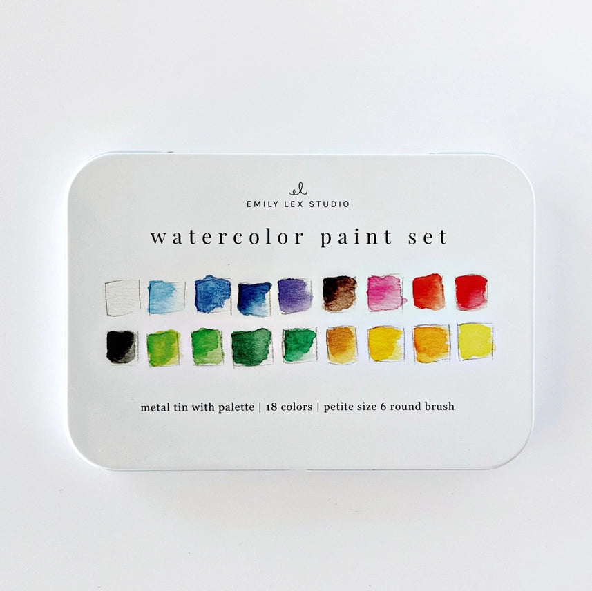 Boitier 18 couleurs Peinture aquarelle Emily Lex Studio activité passe-temps créativité 