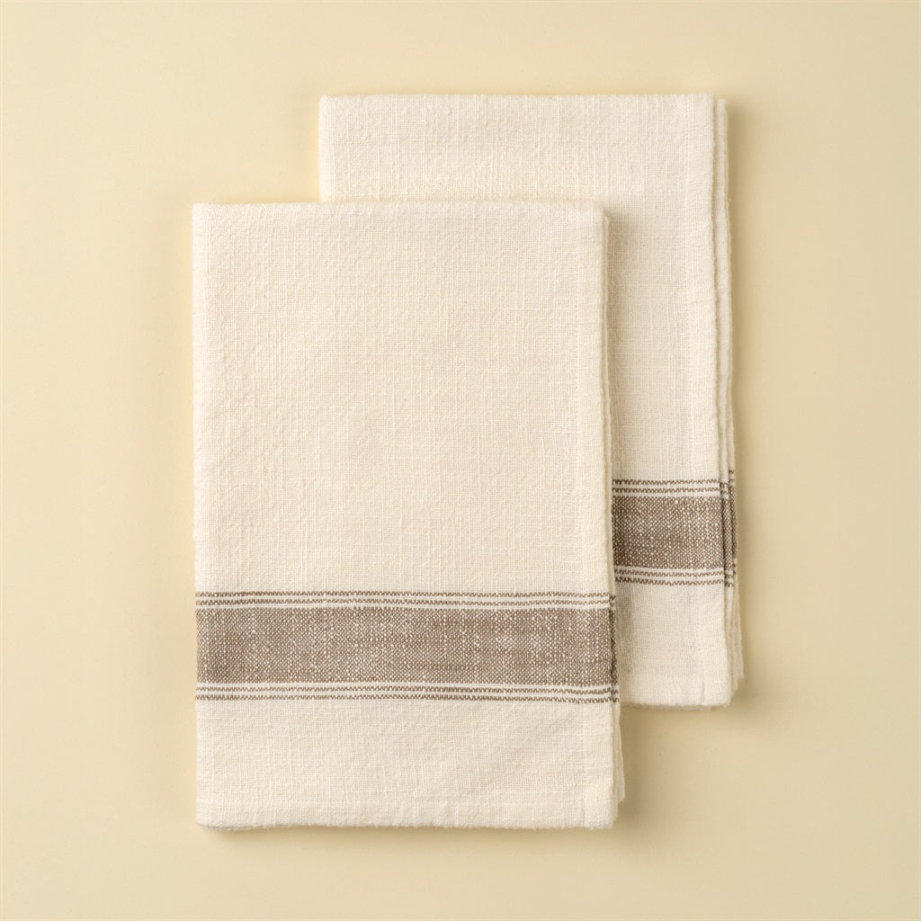 Ensemble 2 linges main Artisan beige Indaba Trading pratique cuisine tendance