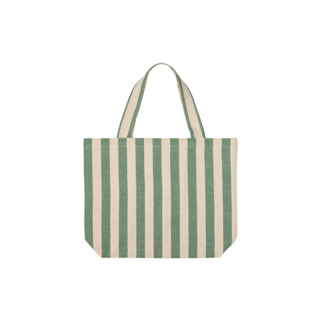 Sac tote fourre-tout rayures cabana Beach Danica grand vert blanc plage coton tendance pratique 