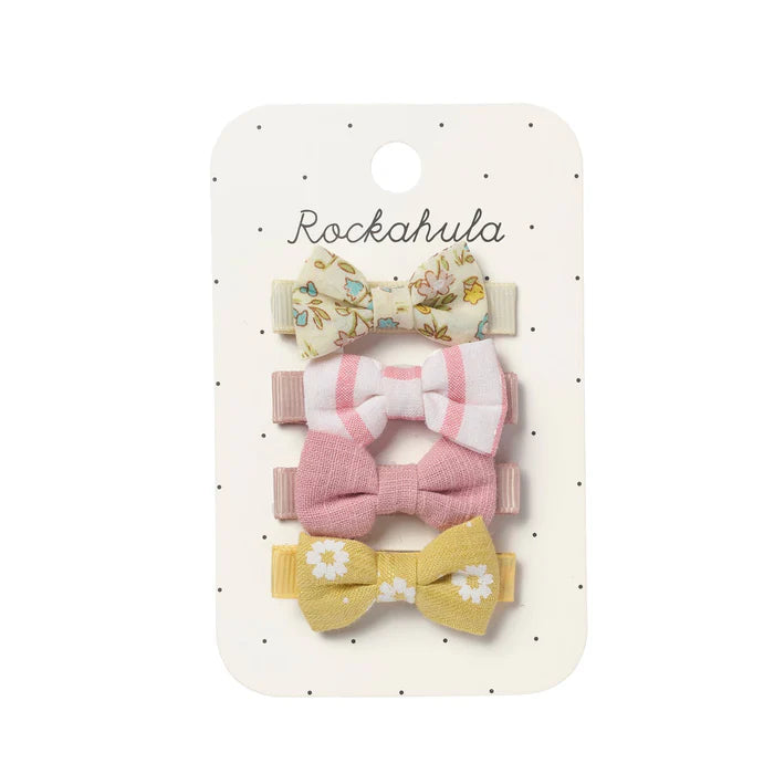 Ensemble 4 Barrettes Nœud Petal Mini Bow Clip Set Rockahula Kids rose jaune mode tendance cute