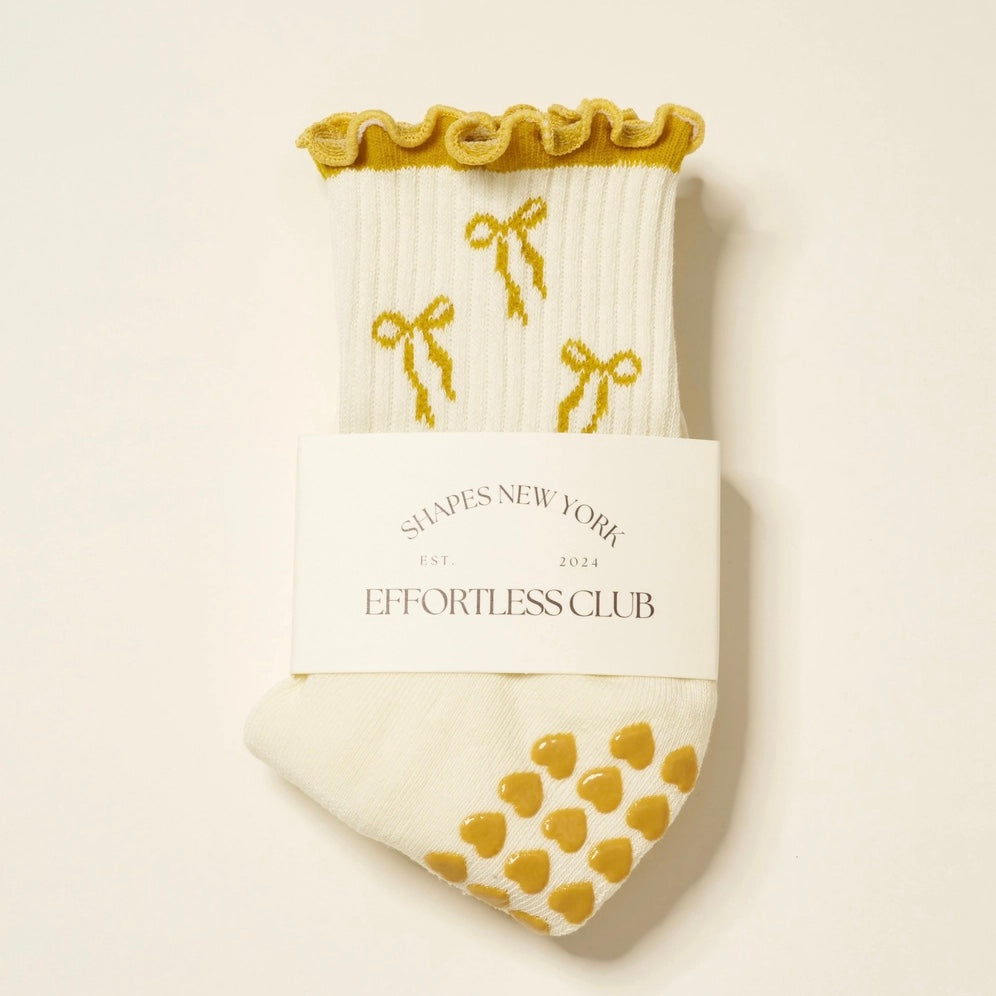 Chaussettes antidérapantes Noeuds Jaunes Effortless Club Shapes New York mode tendance bows cute pilates