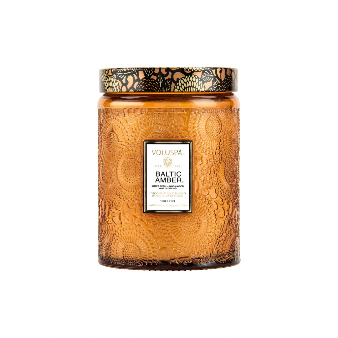 Grande bougie chandelle verre Baltic Amber voluspa maison 