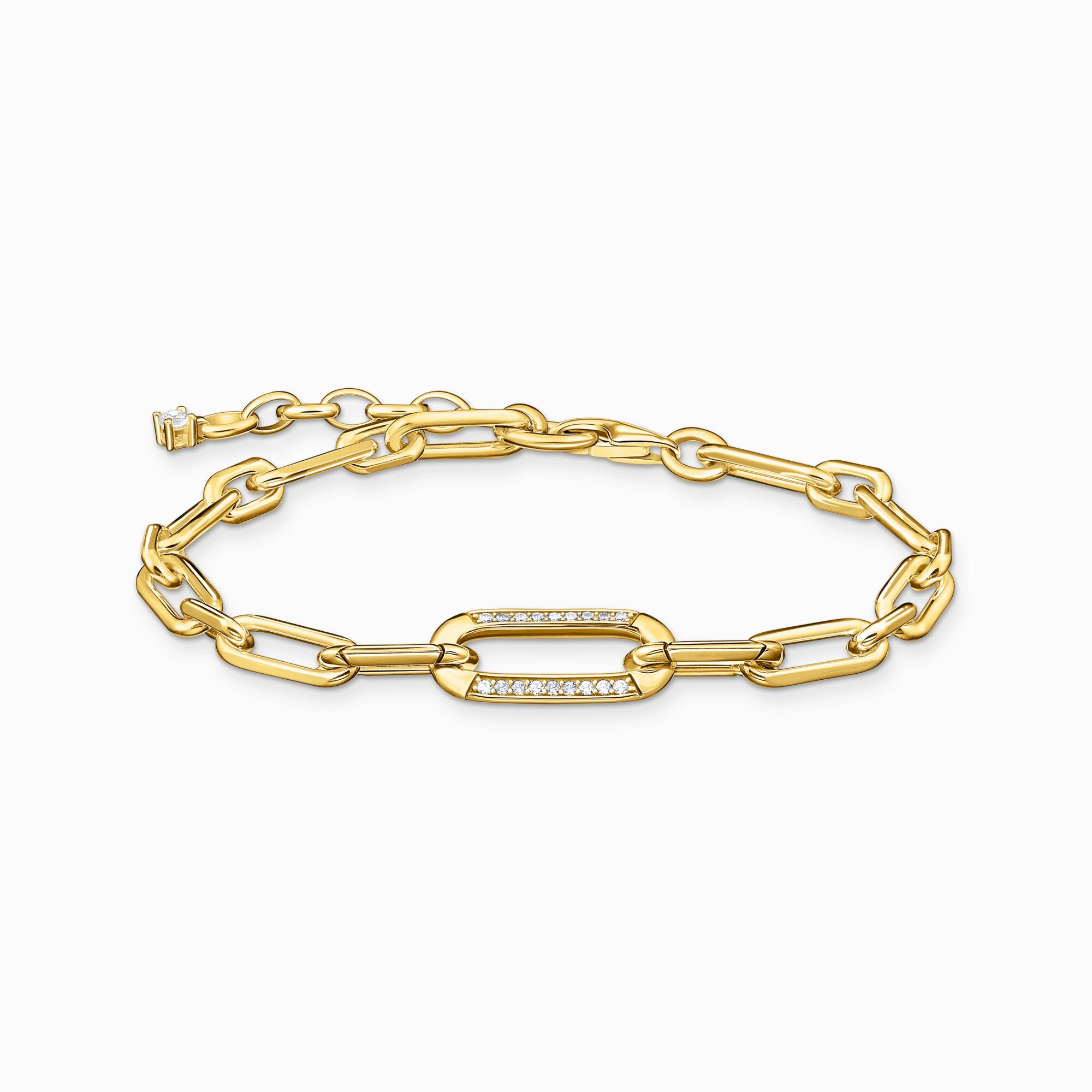 Bracelet bijoux maillon argent sterling plaquée or zircon blanc Thomas Sabo style mode