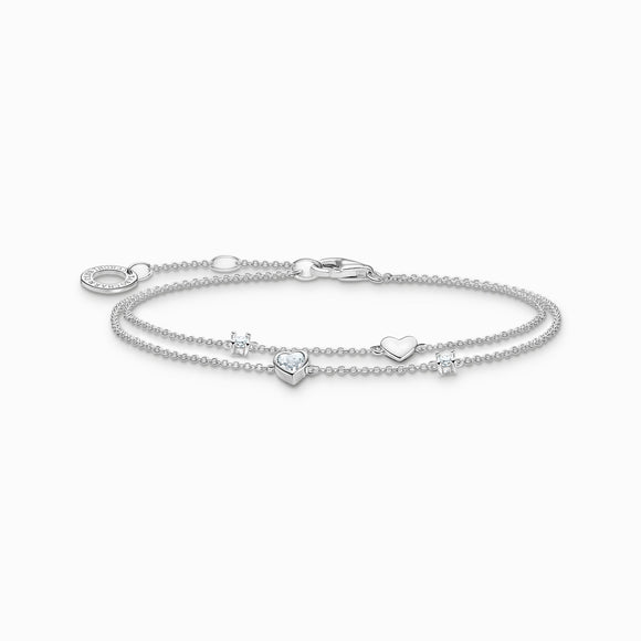 Thomas sabo bracelet double coeur zircon argent 925