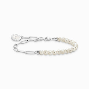 Thomas sabo bracelet maille paperclip perle naturelle argent 925