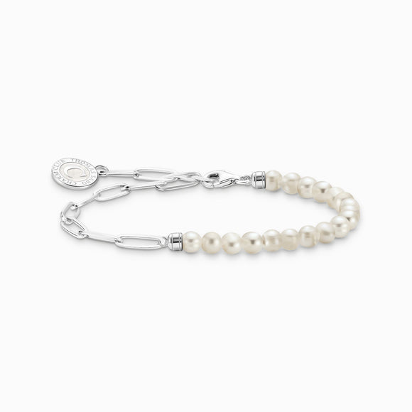 Thomas sabo bracelet maille paperclip perle naturelle argent 925