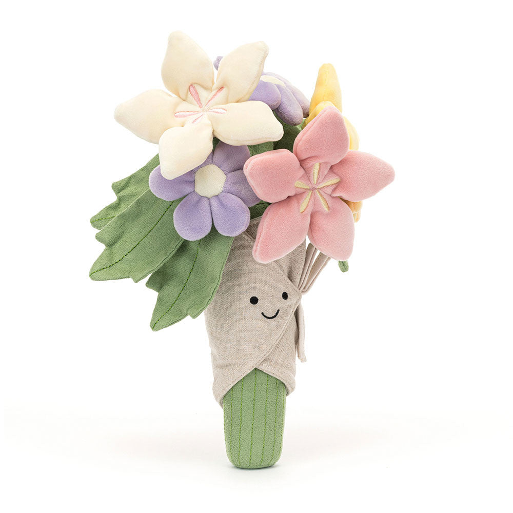 Peluche Amuseable Bouquet de fleurs Jellycat toutou cute tendance mode pastel rose jaune mauve vert