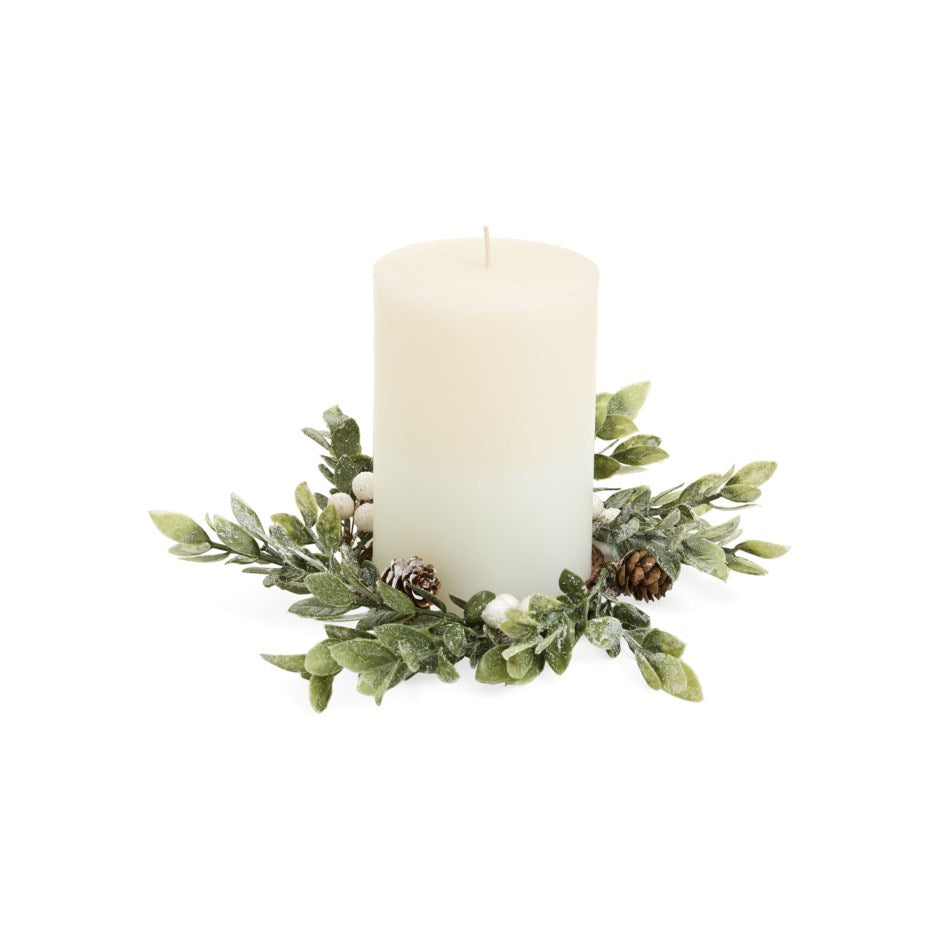Couronne de feuillage grivé - Décoration de Noël pour Bougie