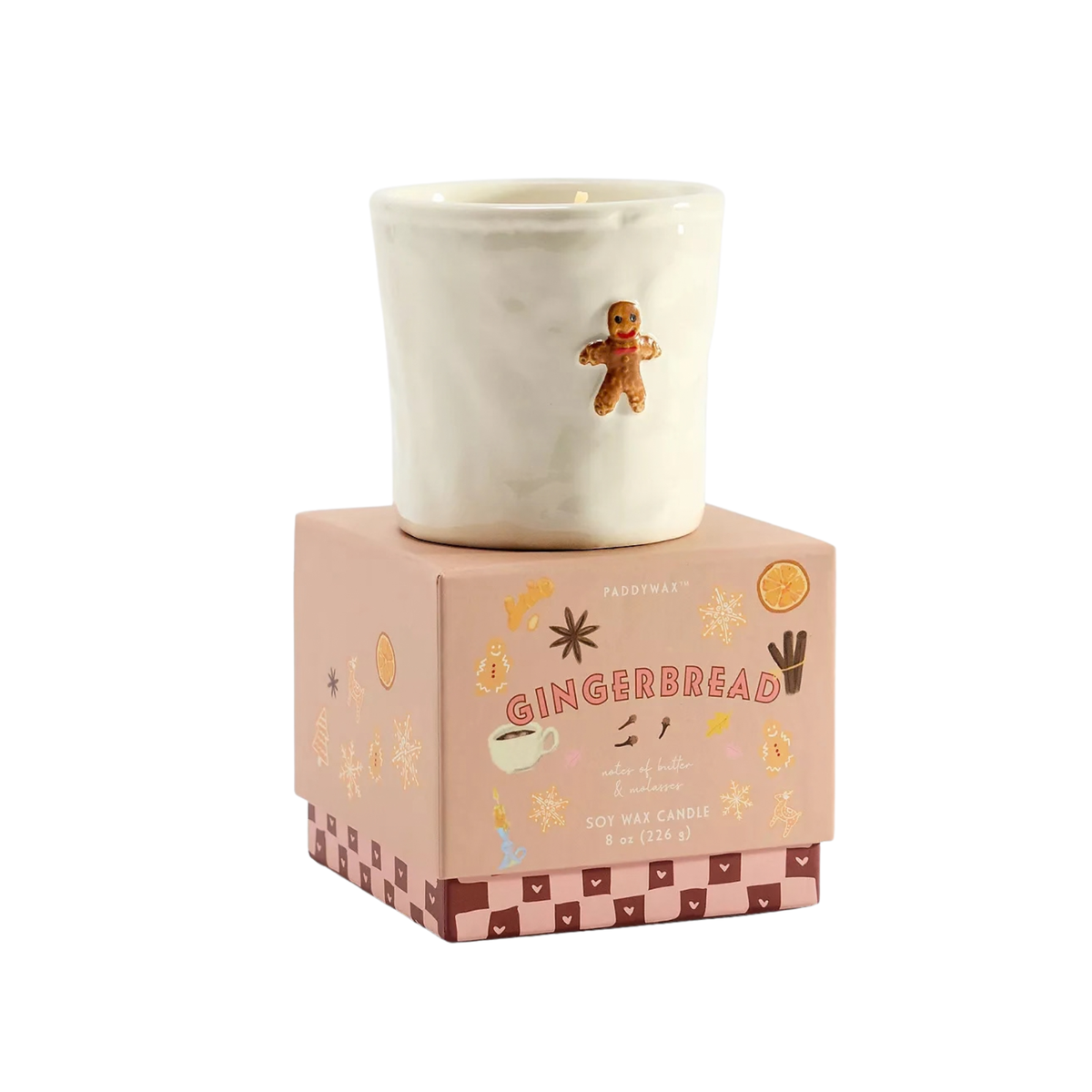 Bougie Gingerbread Paddywax Noël cadeau hivers cute tendance chandelle pain d’épices 
