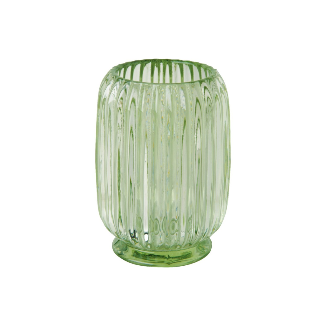 Vase fleurs verre cannelé vert pâle bougeoir lampion IHR tendance mode maison décoration 