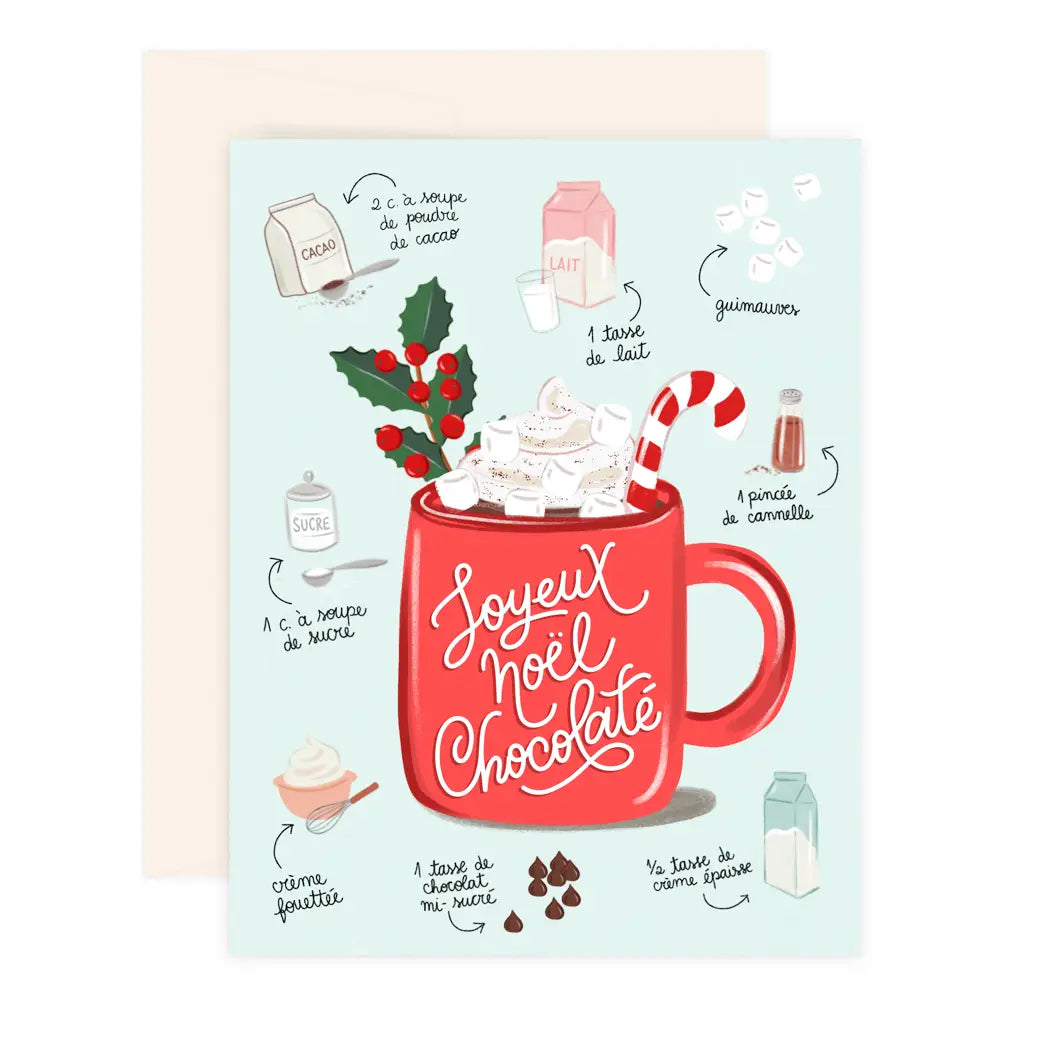 Carte, Noël, Joyeux Noël Chocolaté,Montréal, Canada, Paige & Willow, célébration 