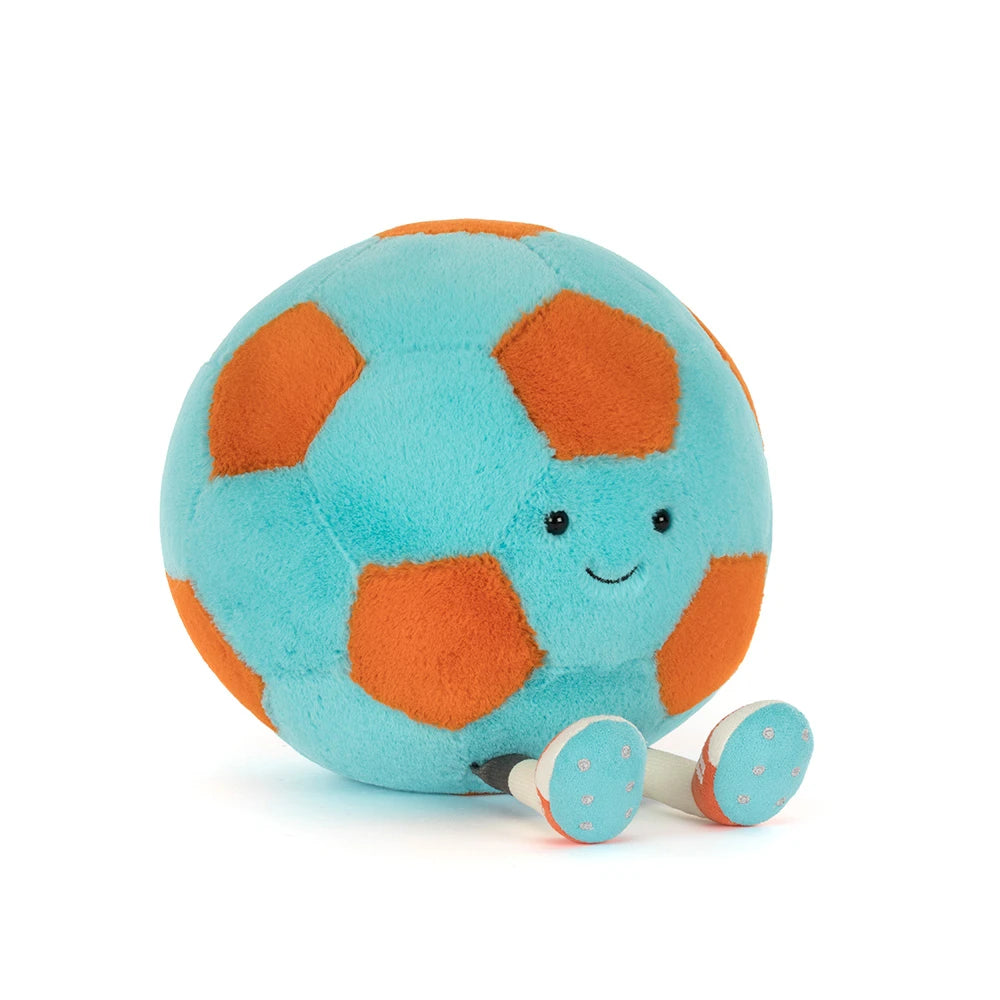 Peluche Amuseable Ballon Soccer Football Jellycat cute tendance mode bleu orange toutou