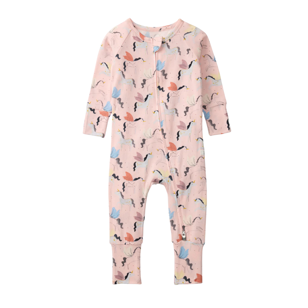Pyjama tencel, rose, licornes, bébé, mignon, Loulou Lollipop, Vancouver, Canada 