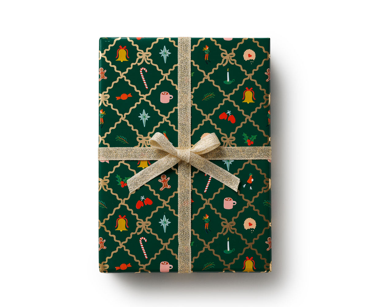 Papier d’emballage Rifle Paper CO. Argyle Noël vert cadeau 
