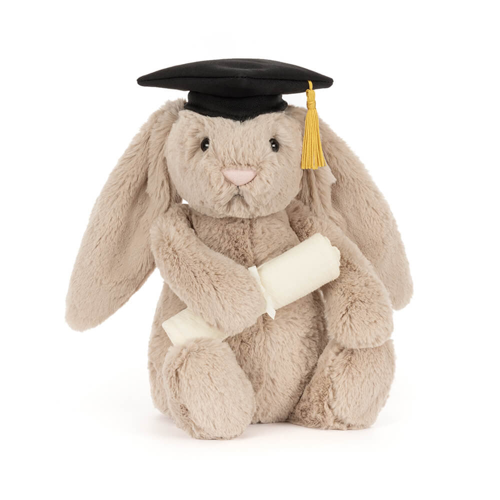 Peluche Bashful Bunny Graduation Outfit Jellycat toutou diplôme mortier gris cute mode tendance idée cadeau doux