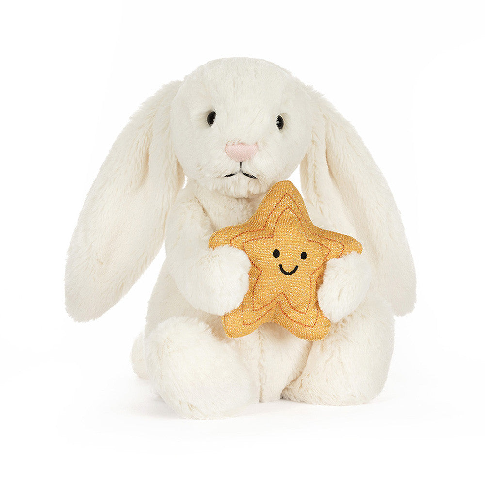 Peluche Lapin Crème Étoile jaune Cream Bunny With Star Jellycat toutou cute tendance mode doux