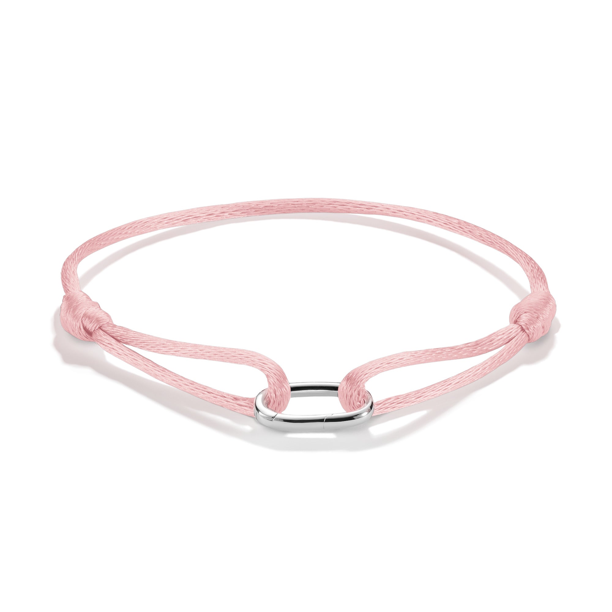 Bracelet Cordon rose polyester fermoir Argent sterling 925 Thomas Sabo Noeud coulissant