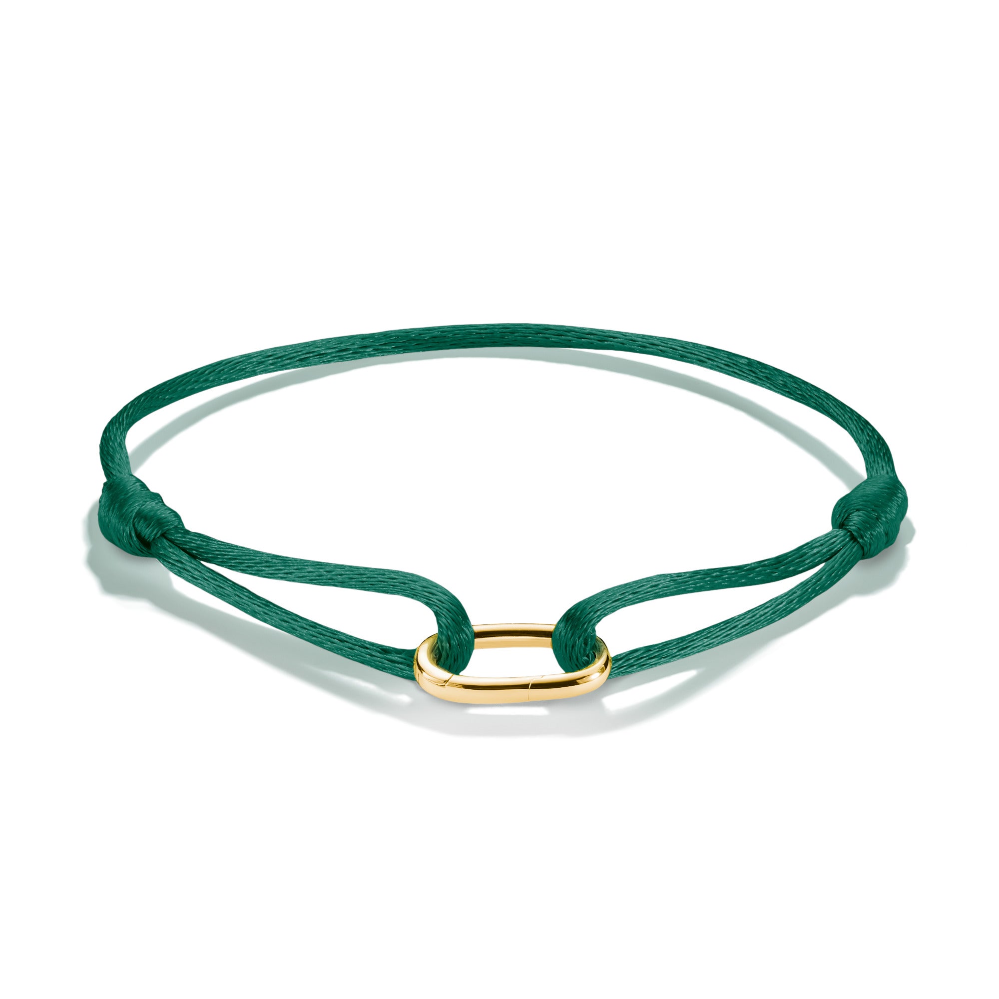 Bracelet Cordon vert émeraude polyester fermoir Argent sterling 925 or 18k vermeil Thomas Sabo Noeud coulissant