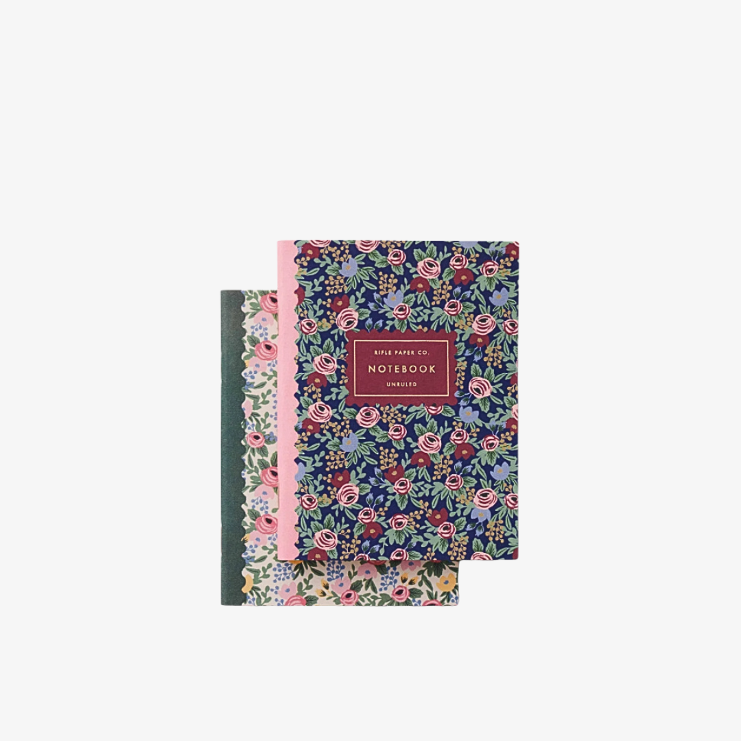 Duo carnet notes Rosa Rifle Paper fleurs papeterie Notebook