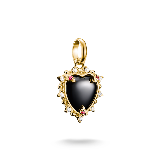Charm, Thomas Sabo, pendentif, style, mode, vintage coeur, zircon, argent sterling 925, plaqué or 18 carats