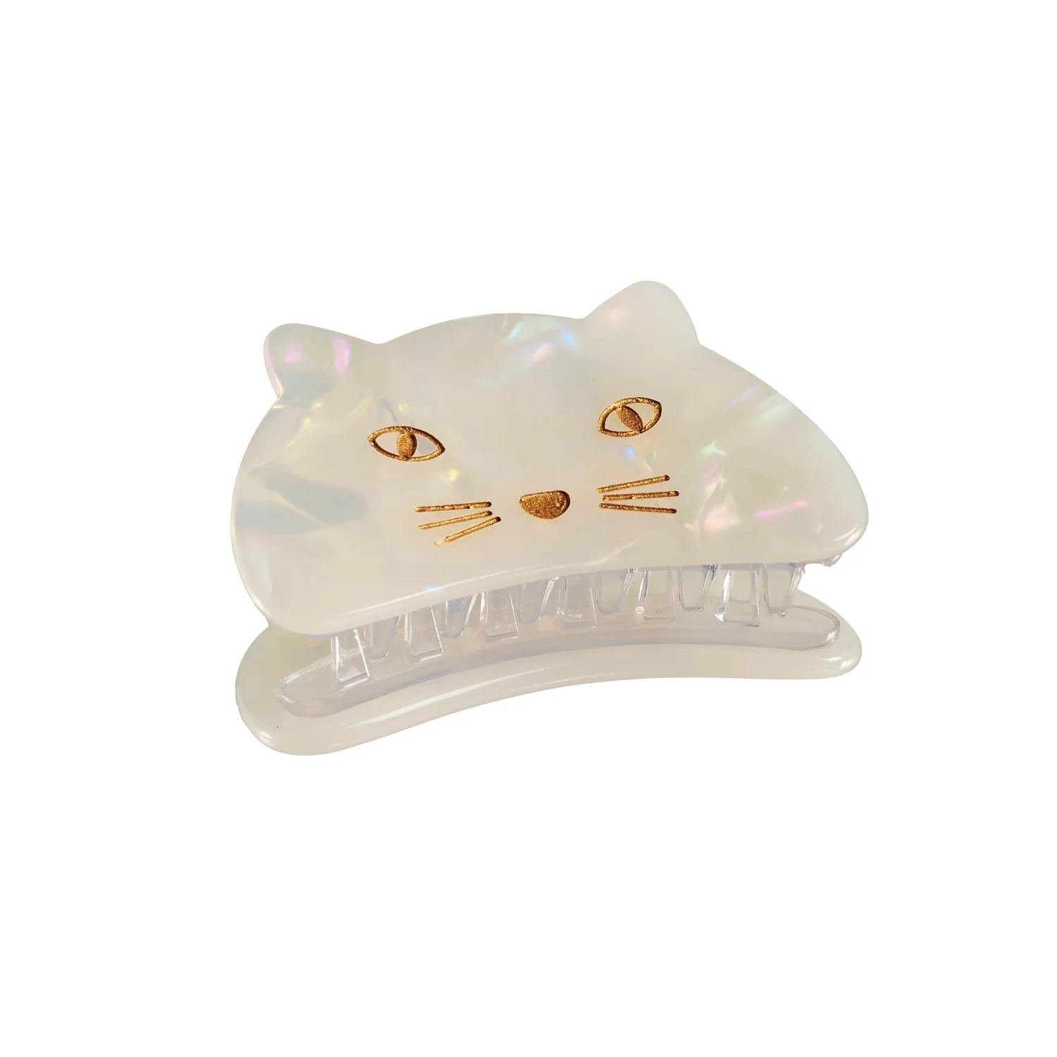 Pince Rockahula Kids cheveux acétate nacré blanc chat 