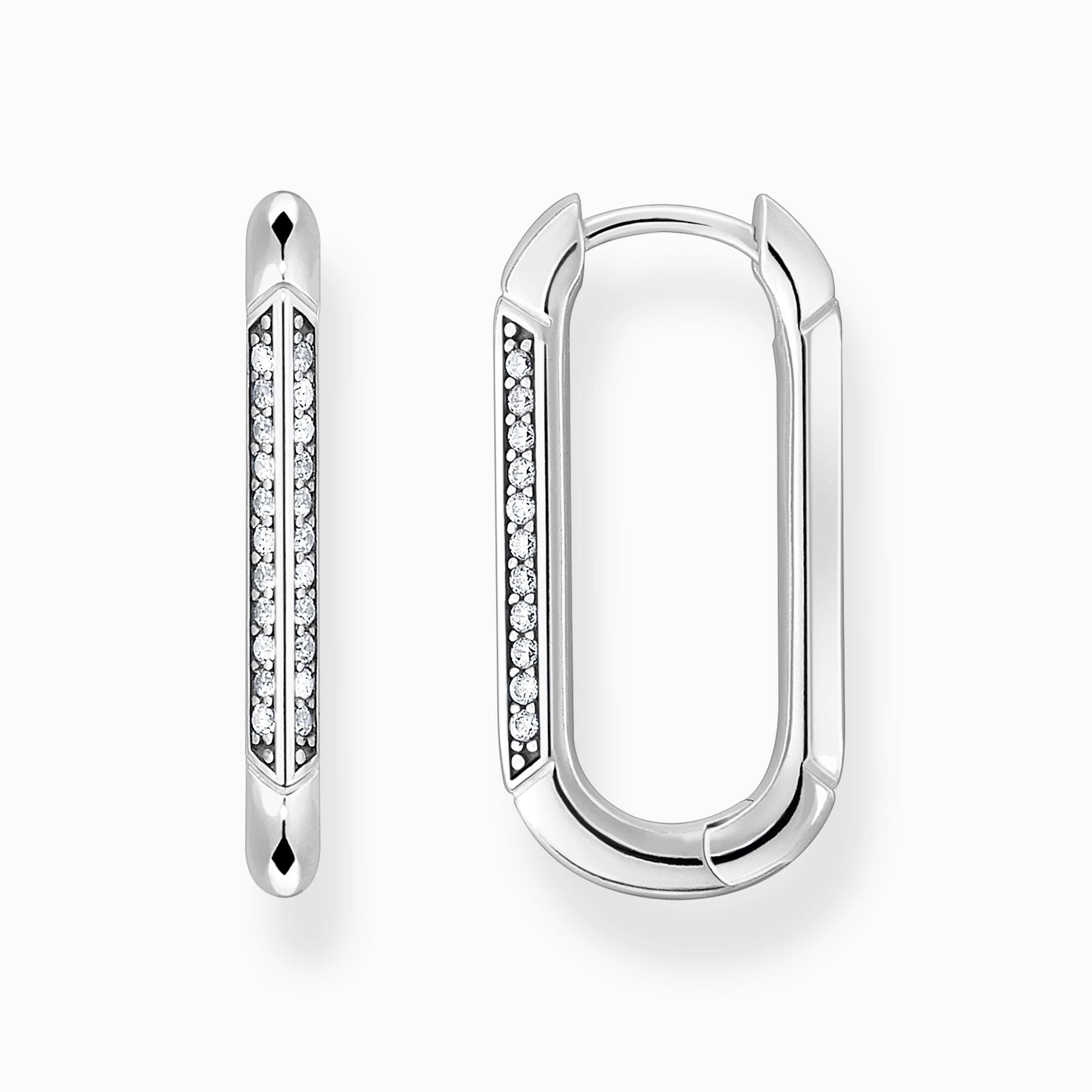 Boucles créoles bijoux maillon argent sterling zircon blanc Thomas Sabo style mode