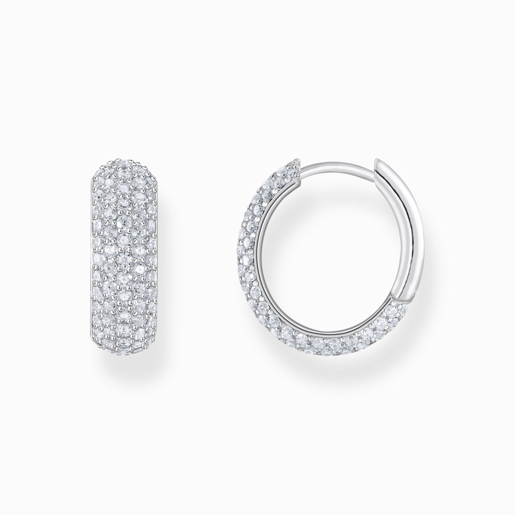 Anneaux bijoux argent sterling 16mm Thomas Sabo Zircon blanc mode style 