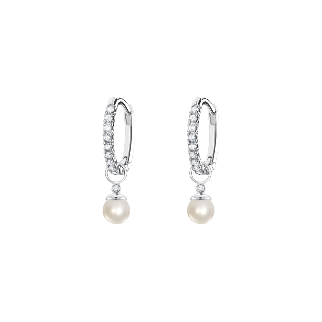 Thomas sabo anneaux huggie zircon pavé perle naturelle argent 925