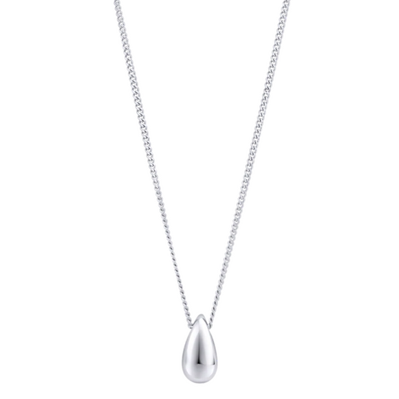 Collier pendentif goutte d’eau acier inoxydable argent