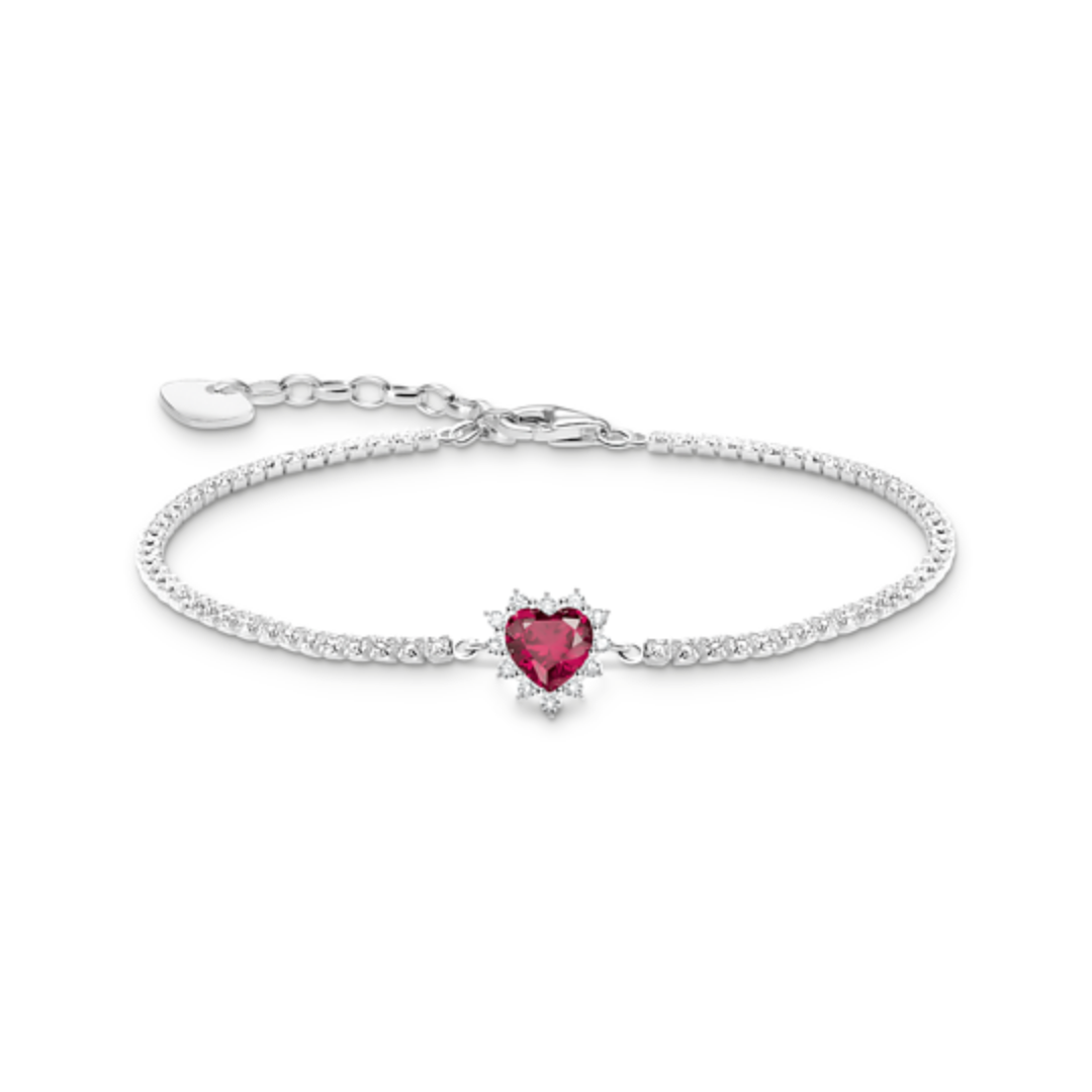 Bracelet romance coeur rouge bijoux style mode argent sterling zircon blanc Thomas Sabo 