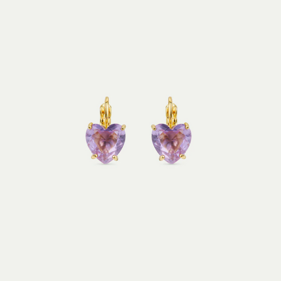Boucles d'oreilles Dormeuses Coeur Lavande - La Diamantine - Les Néréides